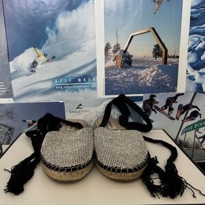 Steve Madden Sparkly Espadrille Sandals with Black Ties